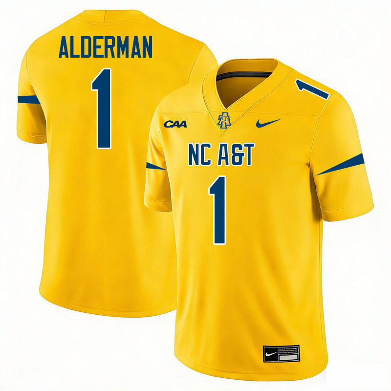 North Carolina A&T Aggies #1 Tim Alderman College Football Jerseys,Uniforms-Gold